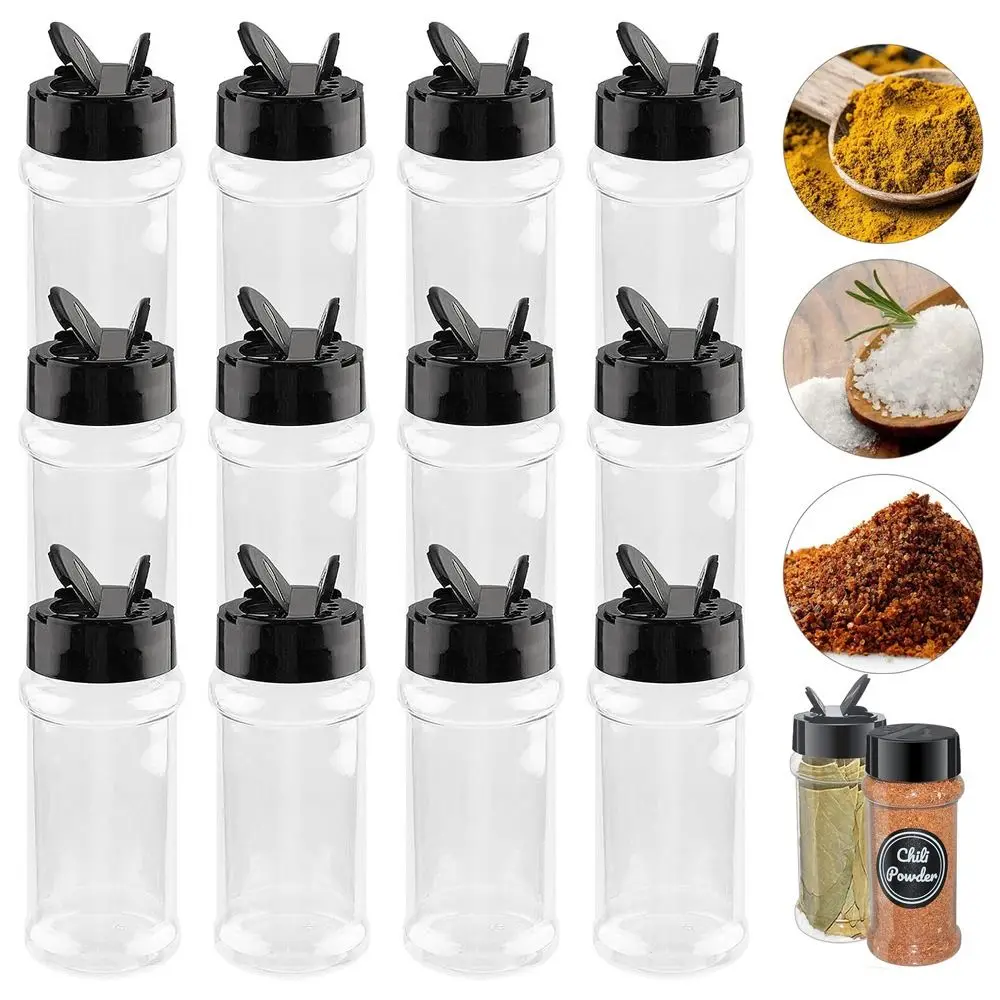 New Clear Plastic Condiment Bottle with Shaker Lids Portable Kitchen Spice Seasoning Jar BBQ Seasoning Bottle 80ml/100ml/170ml