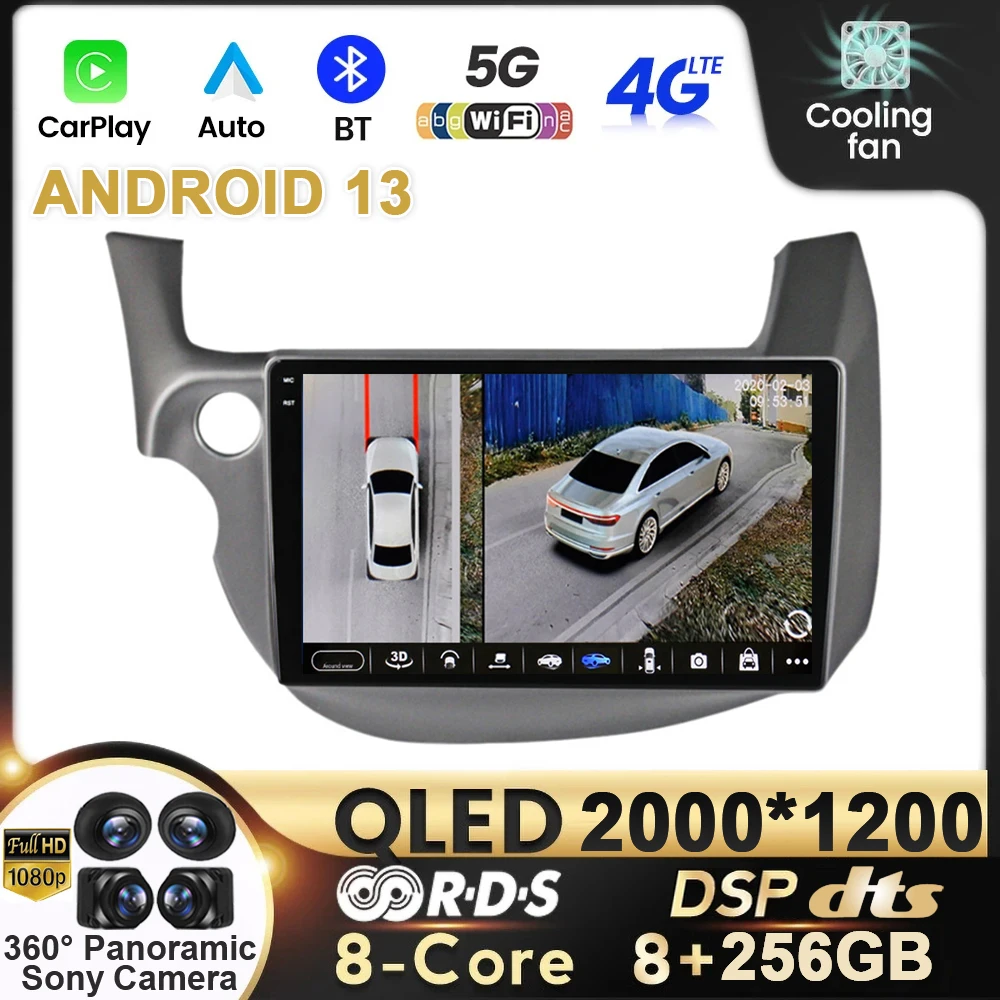 

Автомагнитола на Android 13 для HONDA FIT JAZZ 2007-2013 мультимедийный видеоплеер 2 din GPS-навигация RDS 4G Carplay головное устройство DSP WIFI