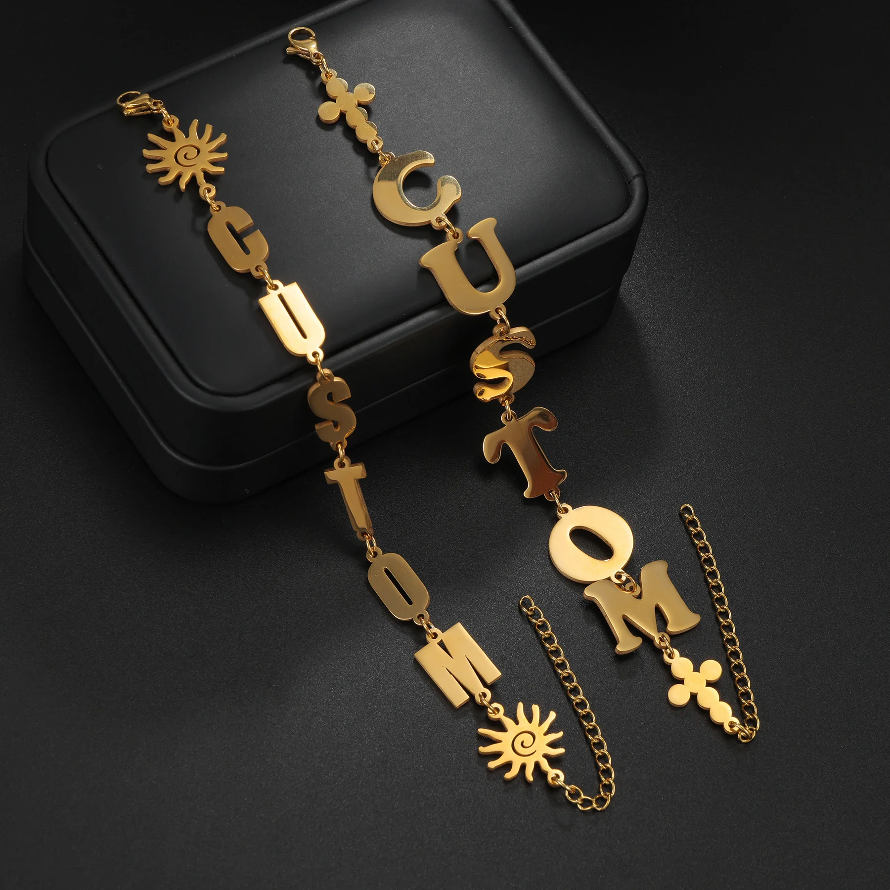 

Nextvance браслет с индивидуальным именем из нержавеющей стали с большими буквами, подвески для женщин, цепочка на запястье, персонализированные ювелирные изделия, рождественские подарки