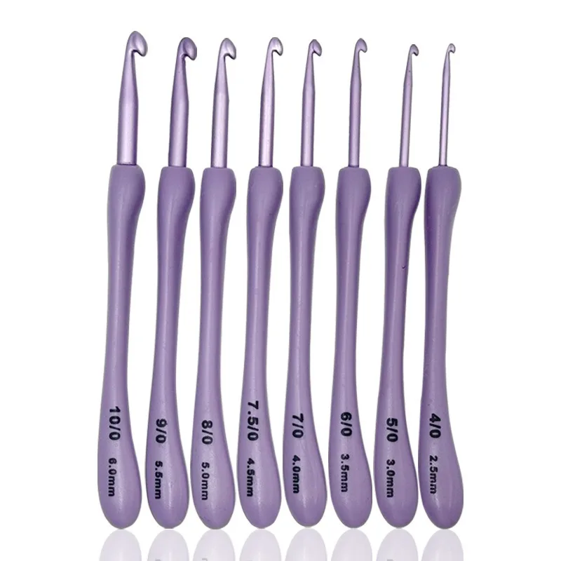 8Pcs/set Purple Crochet Hooks Set Craft Crochet Weaving Knitting Needles Hooks For Sewing Crafts Stitching 2.5-6.0mm