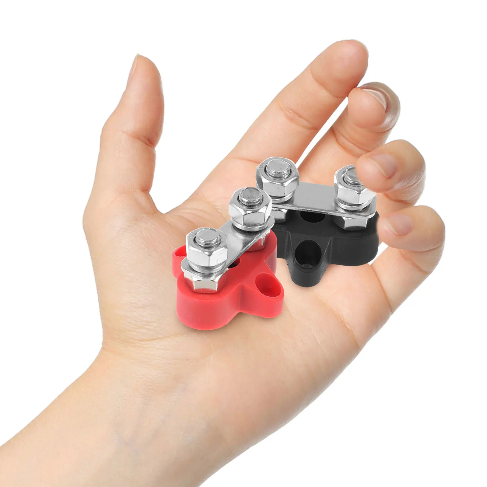 

2pcs Terminal Block Stainless Steel Brass Dual-Wire Screw 48V Car Rv Boat Terminal Bus Bar Distribution Block Electrical