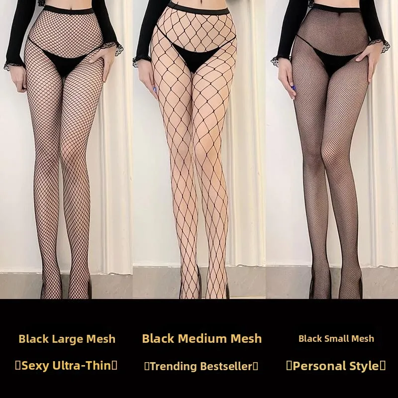 

Black Silk Fishing Net Stockings Women's JK Summer Thin Hole Tights Spring Autumn Prevent Snagging Sexy Mood Pantyhose