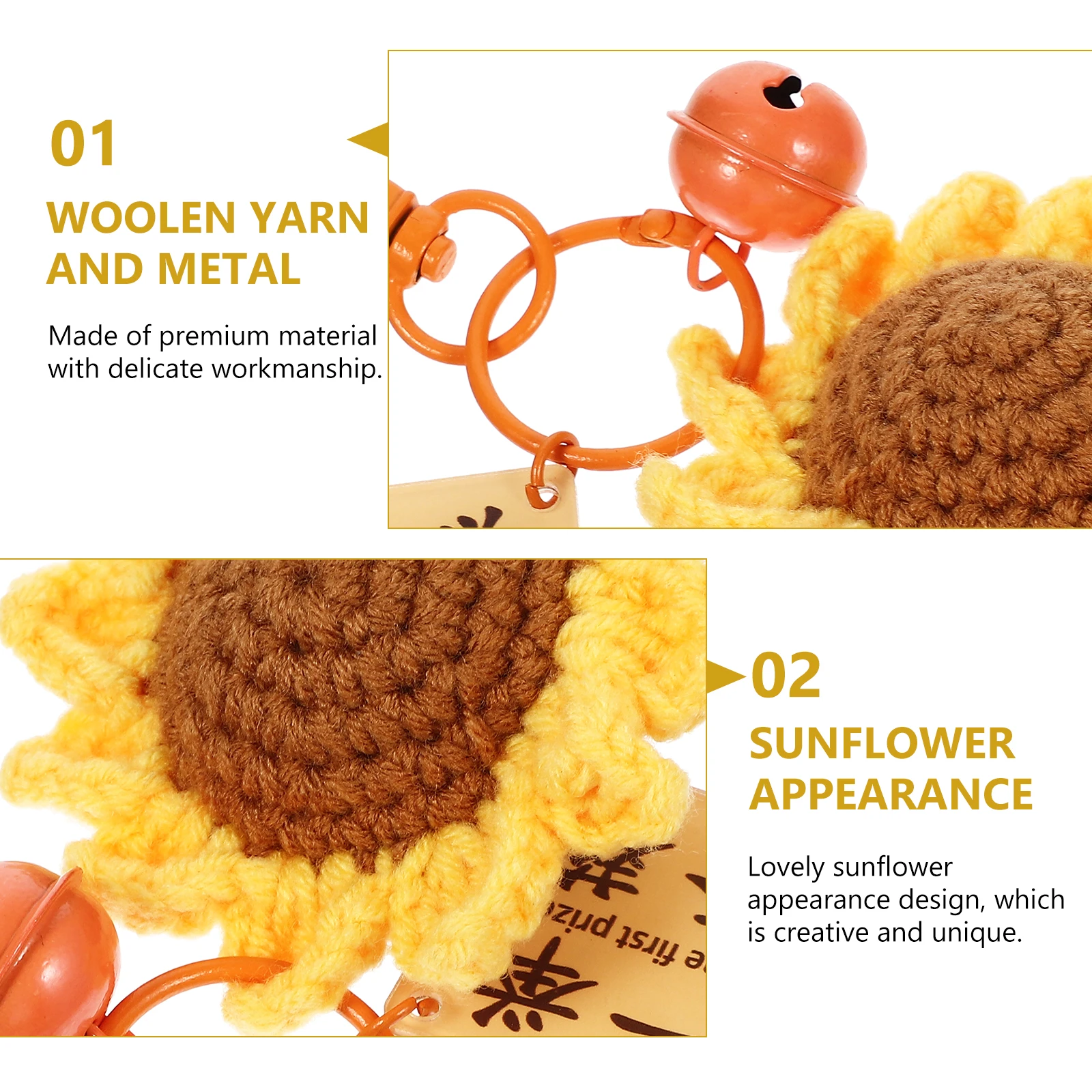 

Lovely Sunflower Keychain Pendant Decorative Backpack Hanging Charm Adorable Bag Ornament Kawaii Key Chain Unique Woolen Car