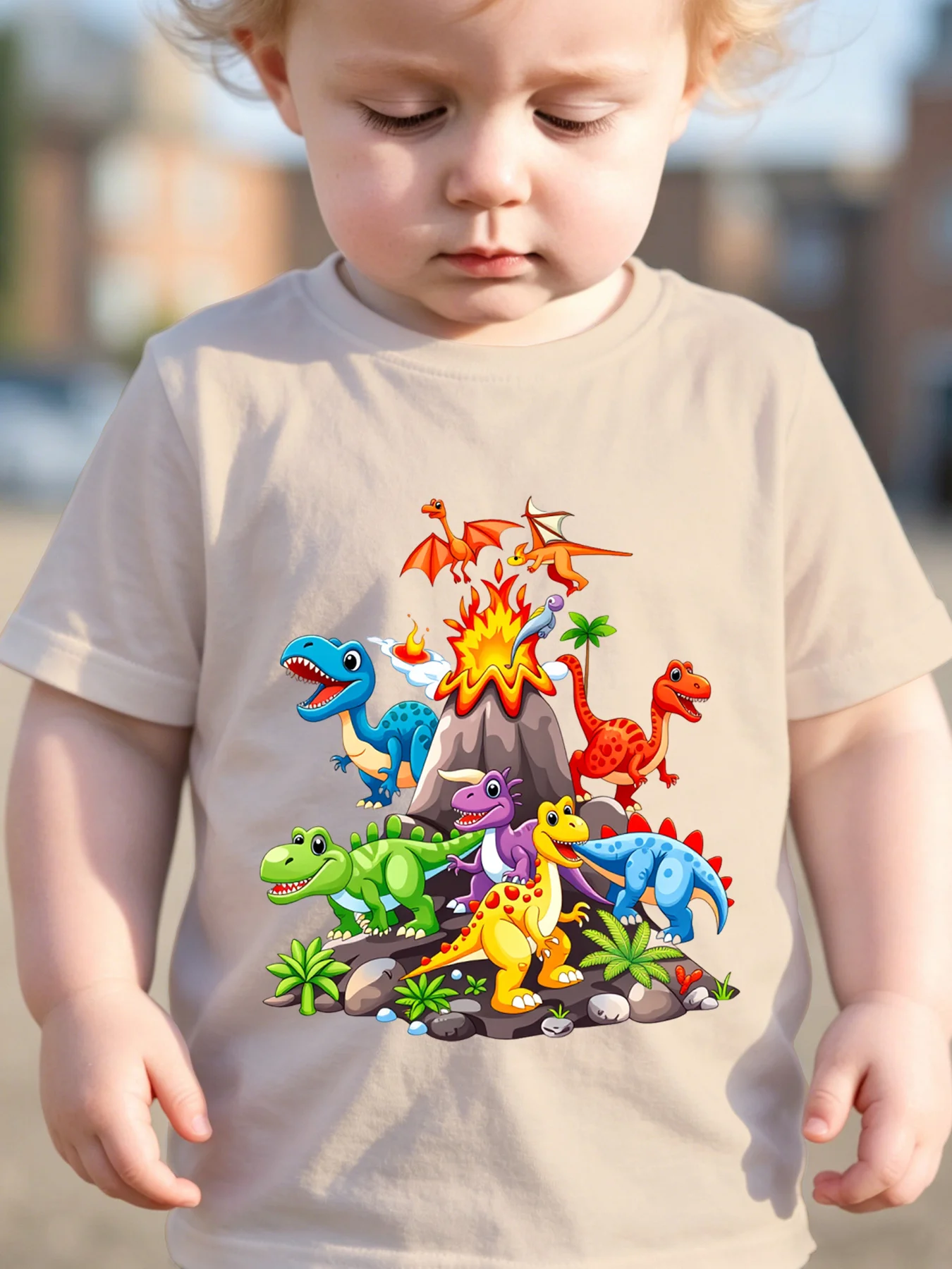 Toddler‑Kids‑Volcano‑Dinosaur‑Collection‑2D‑Print‑O‑Neck‑Short‑Sleeve‑Quick‑Dry‑Sports‑T‑Shirt‑Spring‑Summer‑Casual‑Top