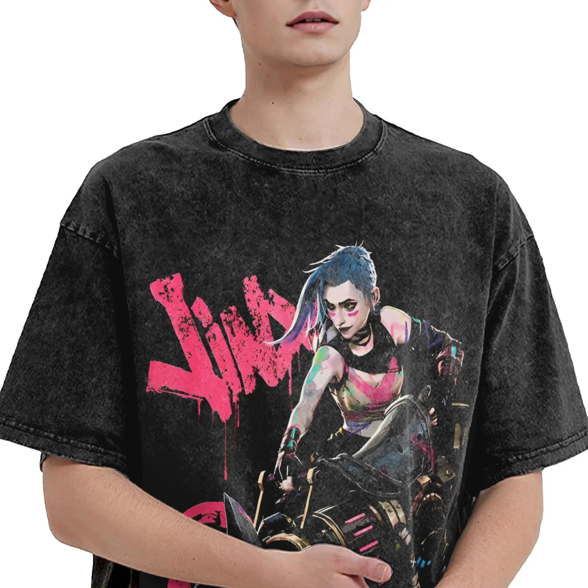 Arcane Jinx Game Fans Lover Gifts  Washed Shirt Merch Harajuku T-Shirt  For Men Women Tees Women Clothing Y2k T Shirt Halloween