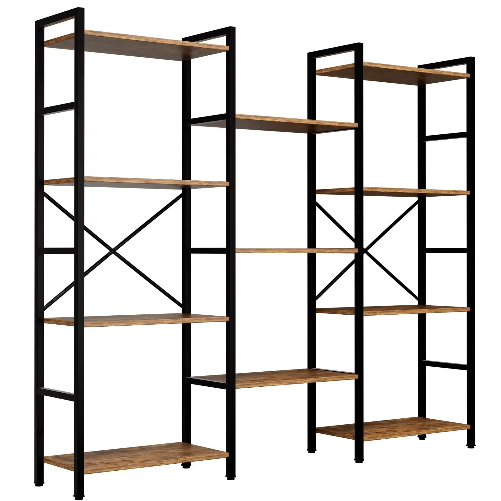 Triple 4 Tier Book Shelf, Modern Bookcase Shelf, Freestanding Large Display Shelves for Living Room/Office/Garage
