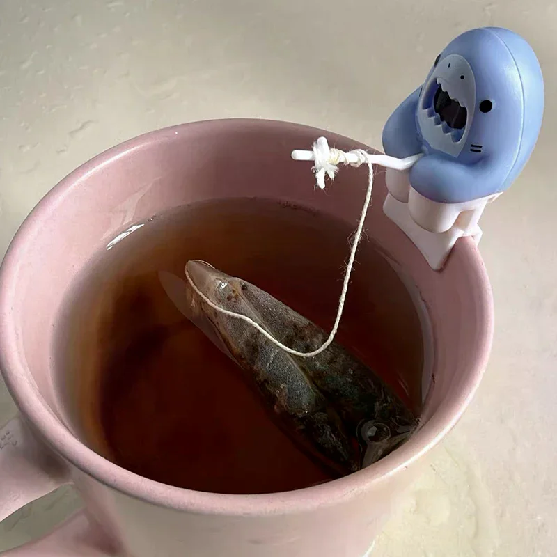 Little Shark Tea Infuser Shark Shaped Cup Edge Hanging Herbal Tea Bag Coffee Filter Diffuser Strainer Reusable Tea Accessories