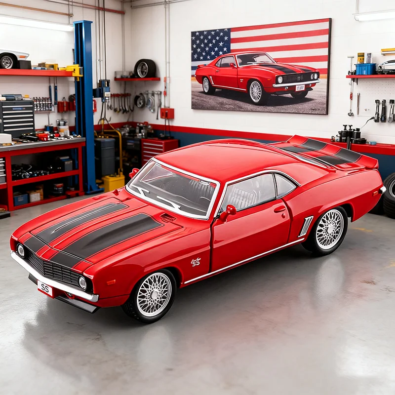 Camaro SS supercoche en miniatura de coche de aleación, sonido y luz, juguete coleccionable para niños, regalo de cumpleaños, 1:32