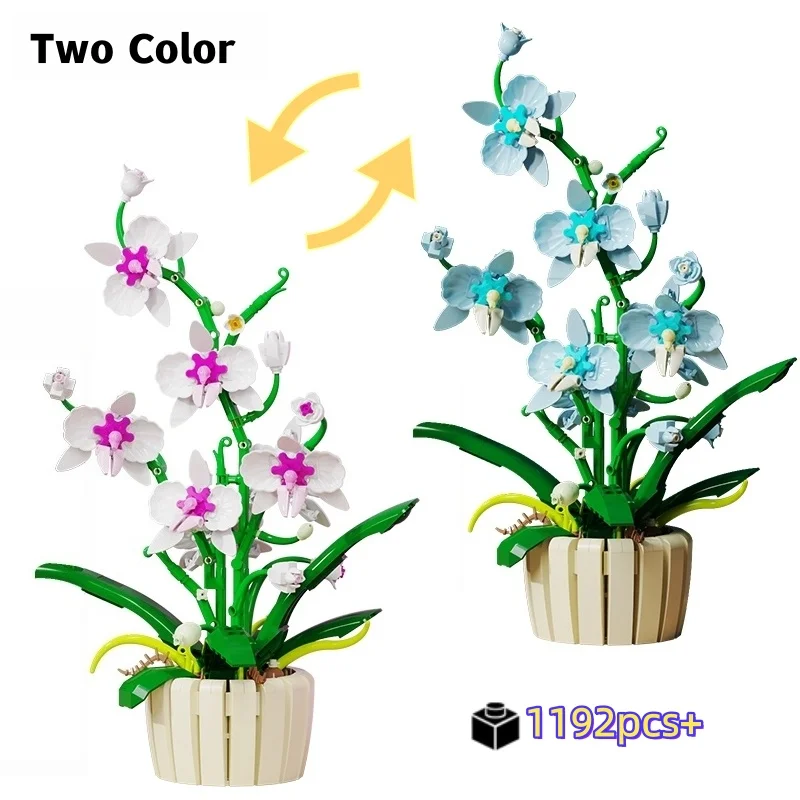 

1192 детали, креативный конструктор «Букет орхидей», растения из строительных блоков, романтическое украшение для дома, игрушки-конструкторы, подарок на День святого Валентина для девочки