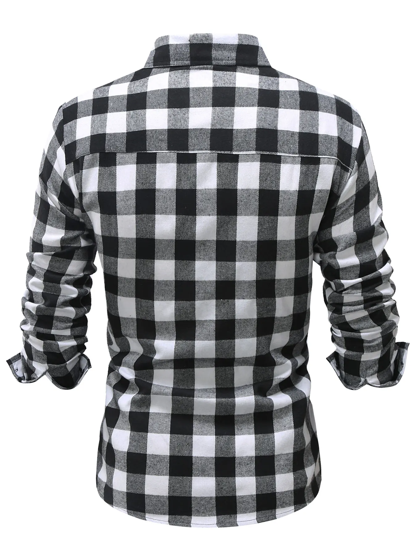 Classic Plaid Shirt, Men\'s Casual Long Sleeve Plaid Button-Down Shirt Regular Plaid