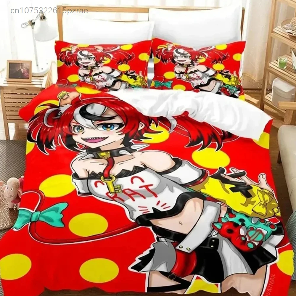3D Print Hakos Baelz Anime Bedding Set Duvet Cover Bed Set Quilt Cover Pillowcase Comforter King Queen Size Boys Adult Bedding