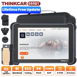 THINKCAR THINKSCAN 689BT OBD2 スキャナー ECU コーディング アクティブテスト CANFD&DOIP 34 リセット フルシステム診断 生涯無料ワイヤレス接続