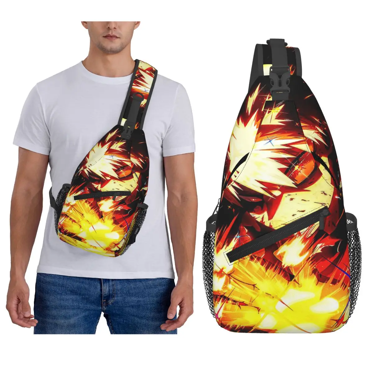 

Bakugou Katsuki Logo X Boku No My Hero Academia Chest Bag Men Sling Crossbody Backpack Chest Bag Traveling Daypack Shoulder Bag