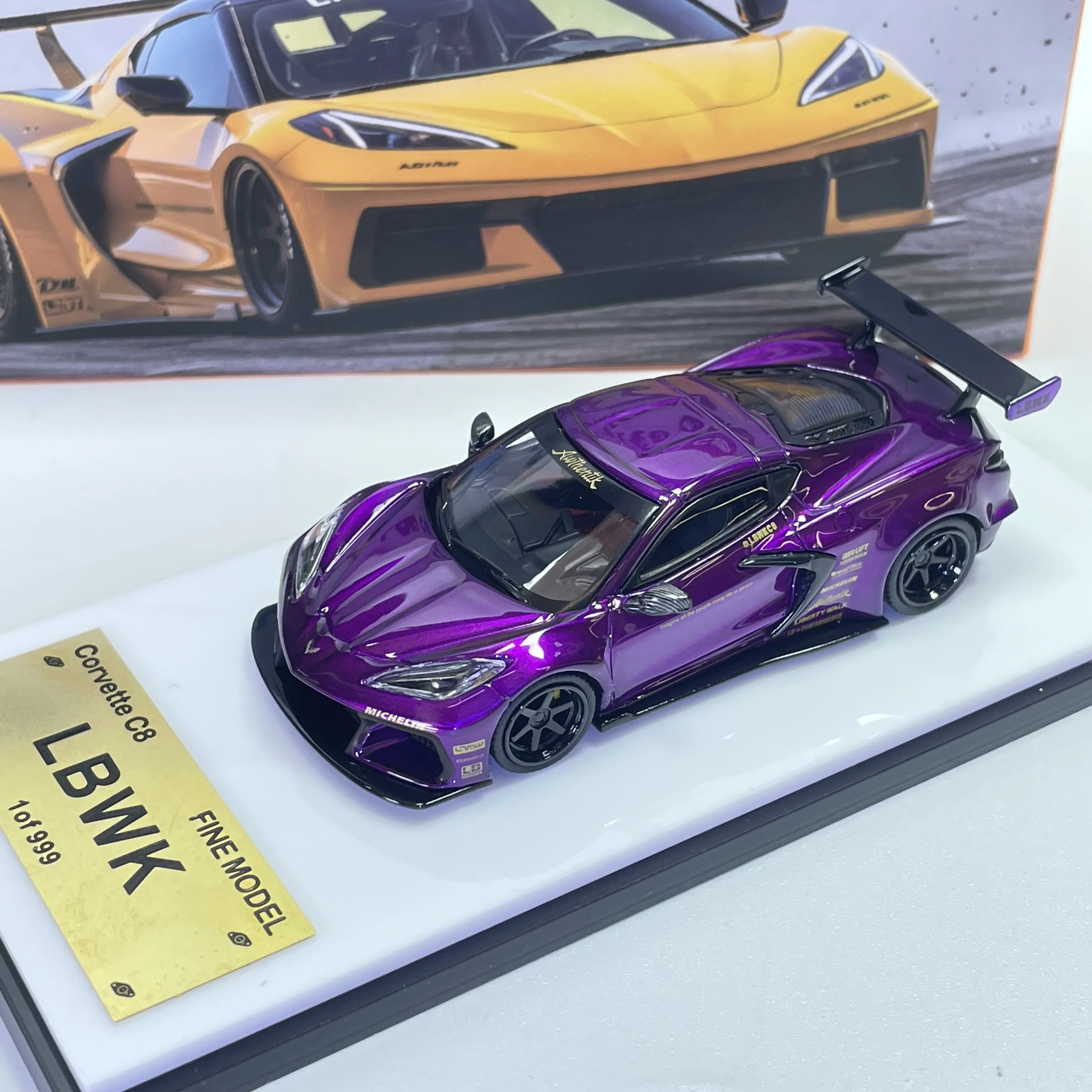 In stock 1: 64-piece new LB Corvette C8 alloy die-cast static car model, limited edition, gift, high-end decorative item view 5