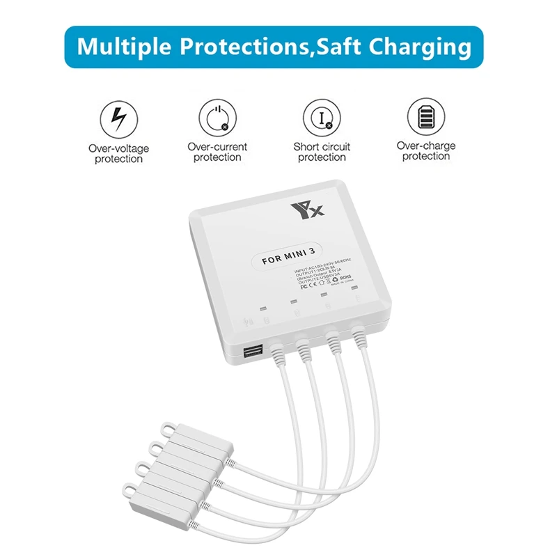 6 In 1 Intelligent Charger For DJI Mini 3 Pro Drone Battery Charging Hub USB Charge Remote Controller Fast Chargeing Accessories