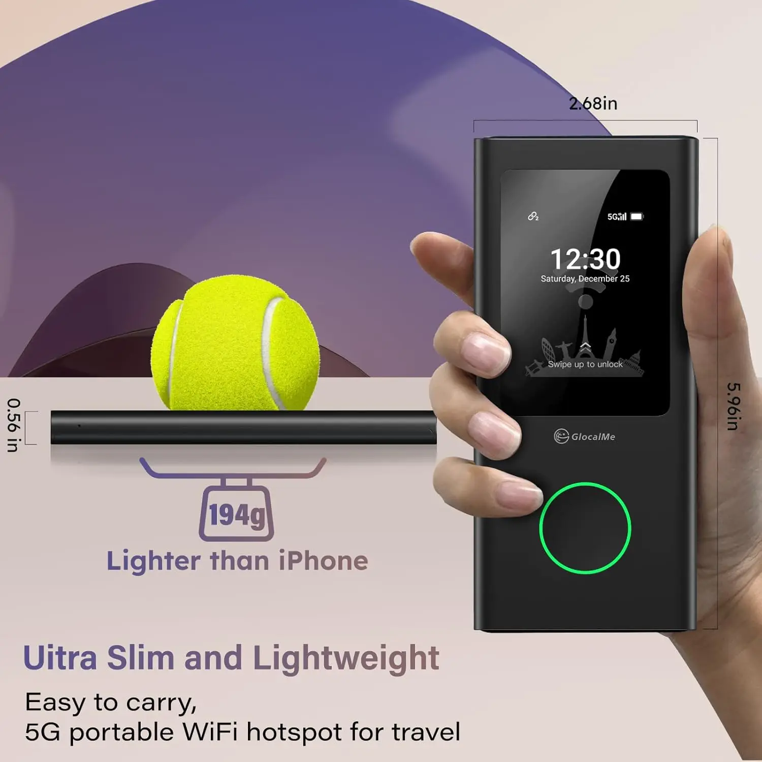 GlocalMe U50 Numen Air 5G グローバル cloudsim ルーター高速ポータブルルーター WiFi ホットスポットビジネストラベルネットワークデータ