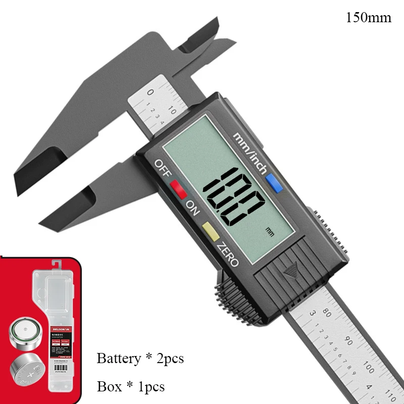 

150mm Electronic Digital Caliper, 0.1mm Digital Measuring Tool Carbon Fiber Dial Vernier Caliper Digital Micrometer Calibrator