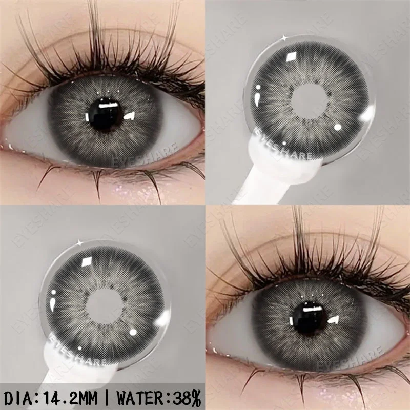 EYESHARE 2 Stück farbige Kontaktlinsen mit Augen, natürliche blaue Kontaktlinsen, braune Schüler, Schönheit, graue Linsen, jährliche grüne Kontaktlinsen