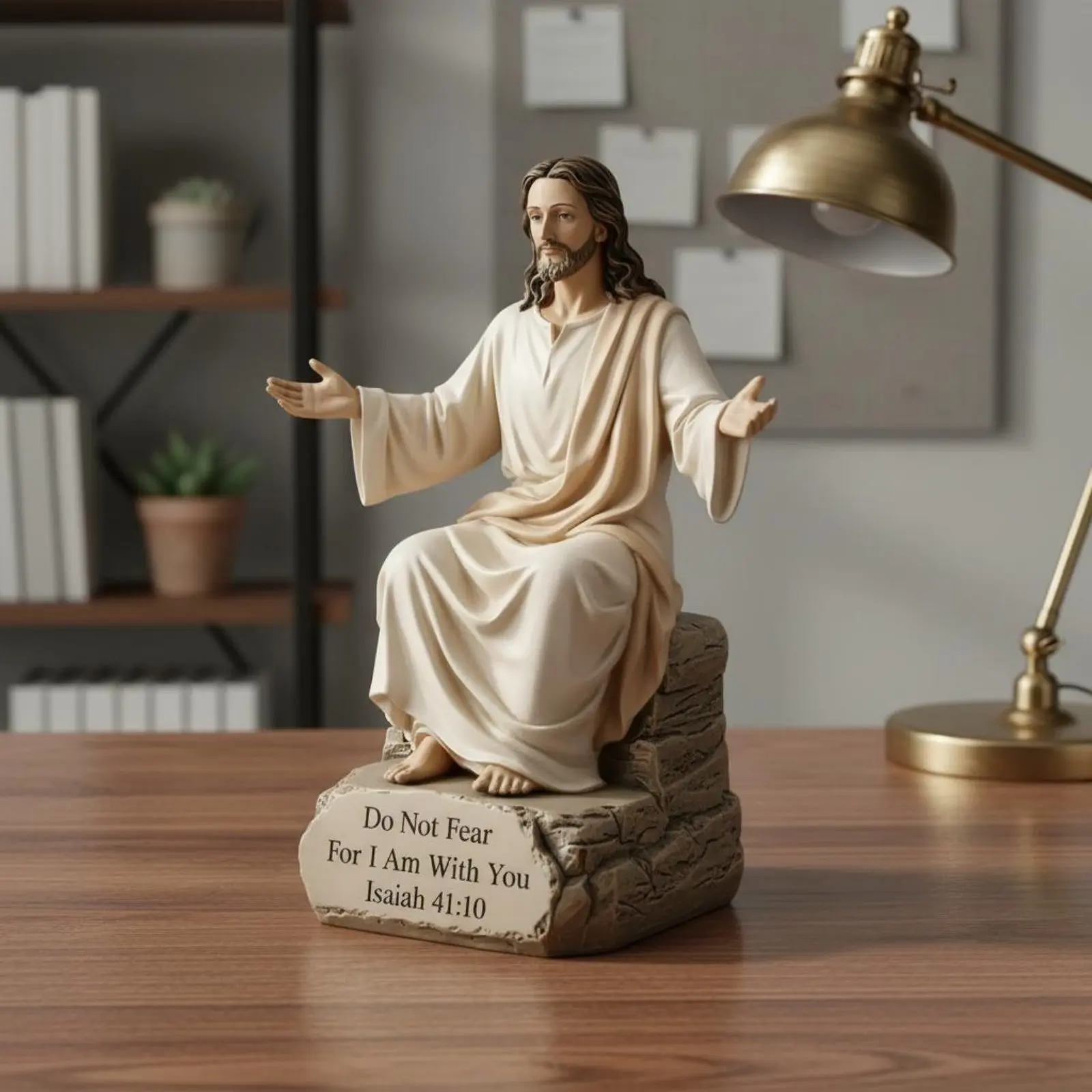 Seated Jesus Statue European Design Messiah Figurine Home Decoration Gift of Belief for Christians, Shelf, Prayer Corner view 3