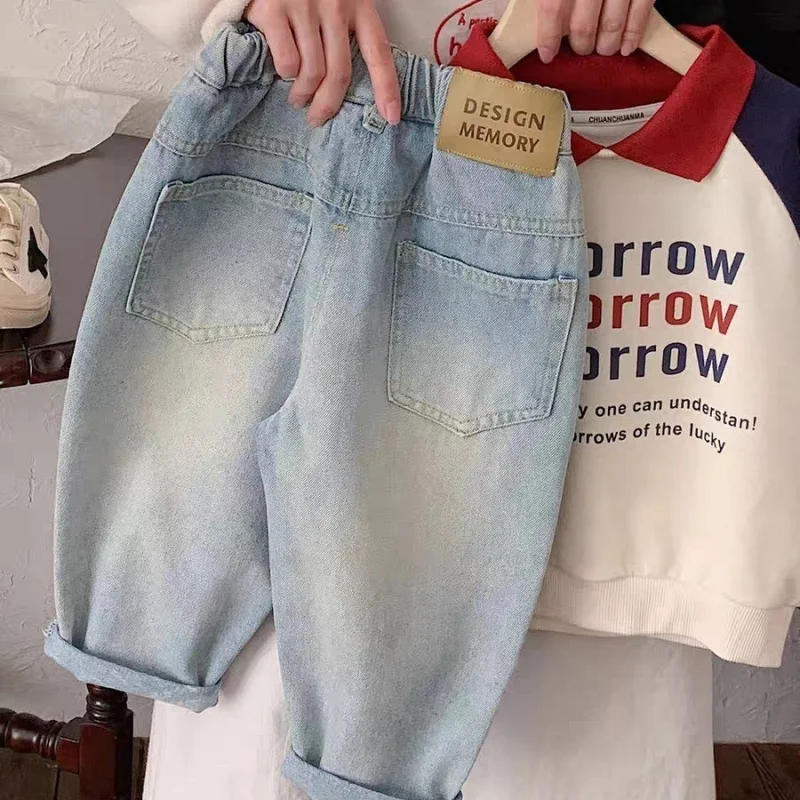 

Spring New Children's Pants Versatile Light-colored Loose Jeans Boys' Simple Long Pants