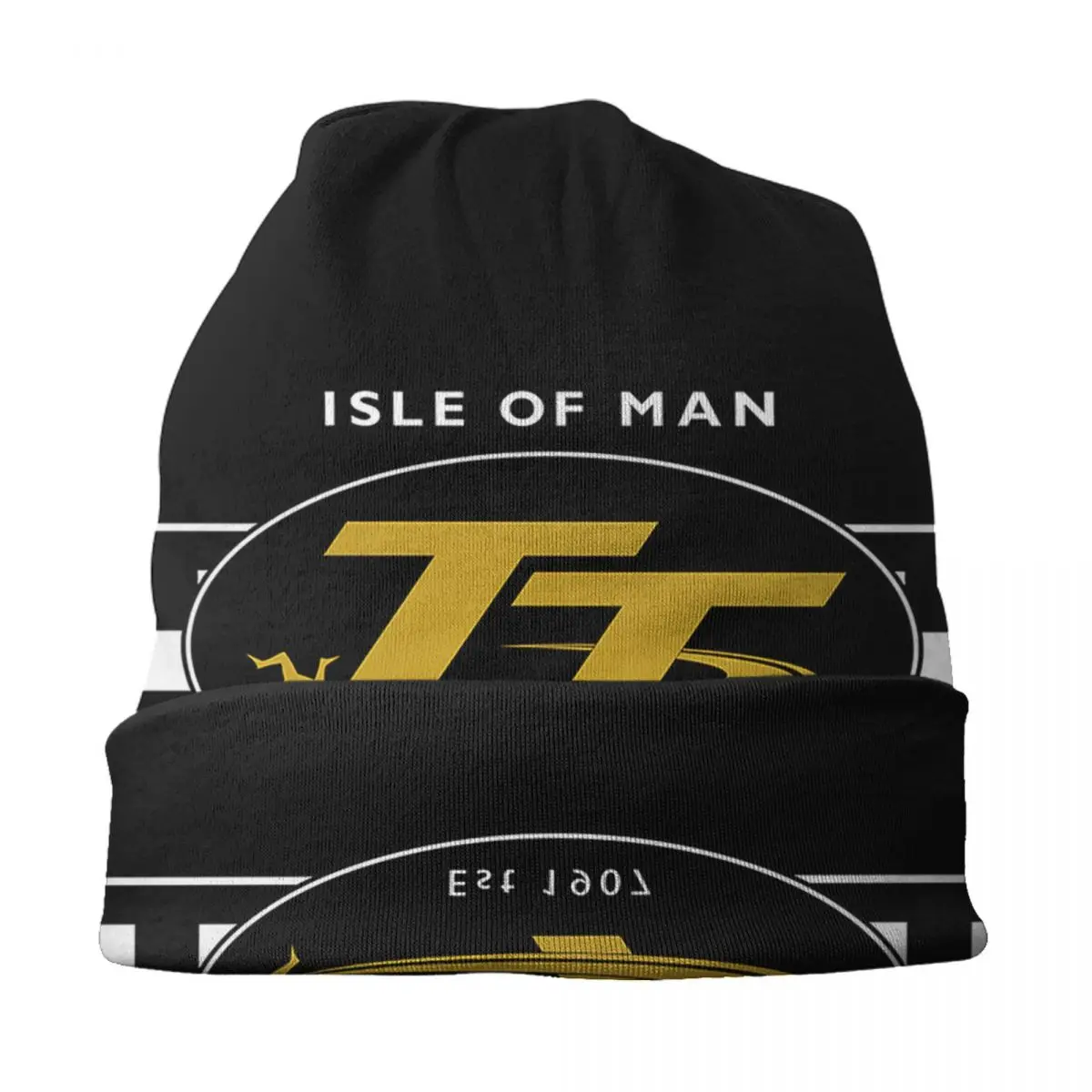 Isle Of Man Tt wyścigi motocyklowe czapka zimowa Unisex zimowe ciepłe czapeczki Femme czapki robione na drutach Hip Hop odkryty Skullies czapki