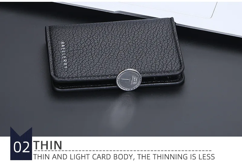 Baellerry Slim Compact Luxury Brand Wallet Men Soft Leather Credit Card Holders Wallet for Men Small ID Card Case Cardholder