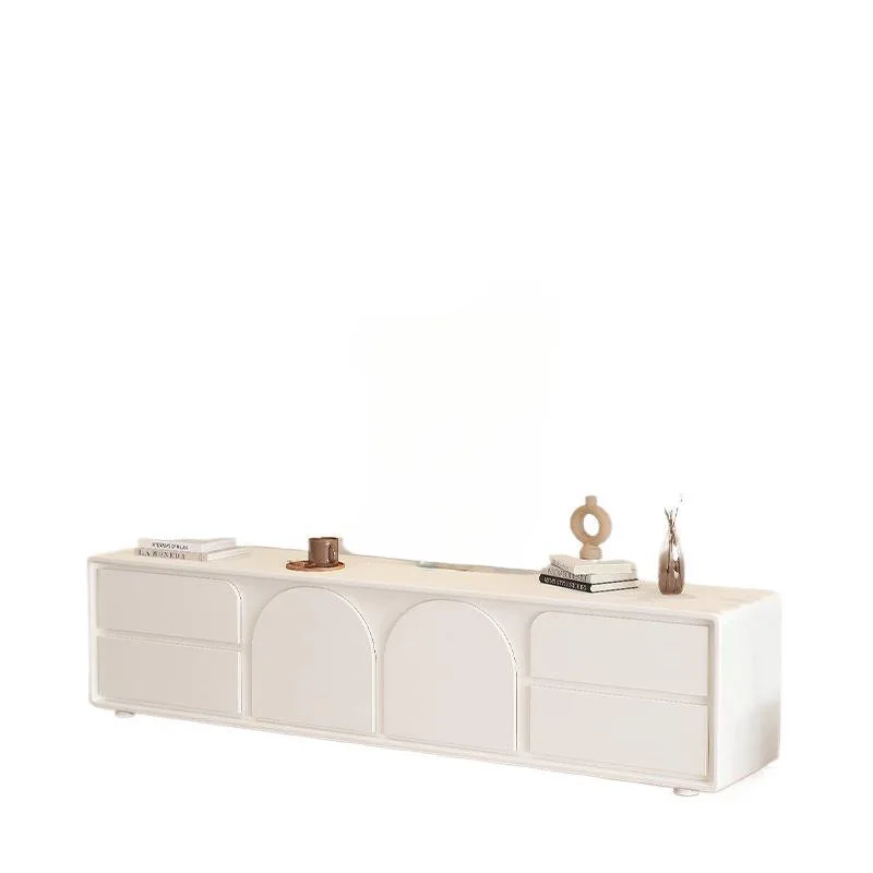 French cream wind TV cabinet simple modern minimalist small apartment coffee table floor living room TV cabinet