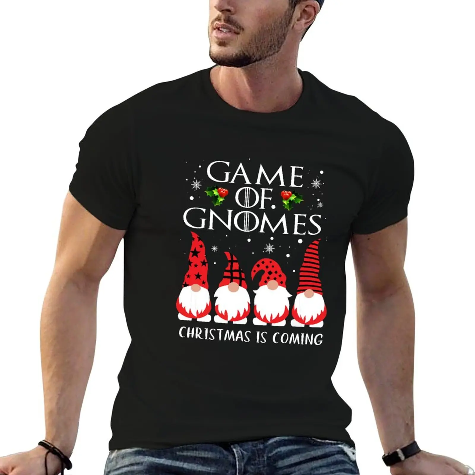 

Funny Game Gnomes Christmas Is Coming Xmas Pajama Gifts T-Shirt man t shirt luxury anime tshirt T-Shirt
