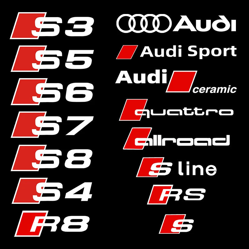 6pcs Heat Resistance Caliper Decals Wheel Decor Vinyl Stickers for audi Quattro A1 A3 A4 A5 A6 A7 Q3 Q5 Q7 RS3 RS S3 S4 S5 S7 S8