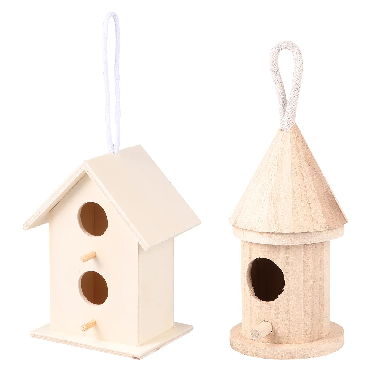 

3pcs Wooden Bird Nest Decor Light Yellow Hanging Birds House For Garden Diy Micro Landscape Home Office Bar Cage Accessories