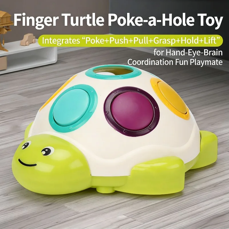 Baby Turtle Pressing Toy Baby Finger Gripp Train with Roller Inertia Sliding Color Cognitive Matching Early Education Puzzle Toy