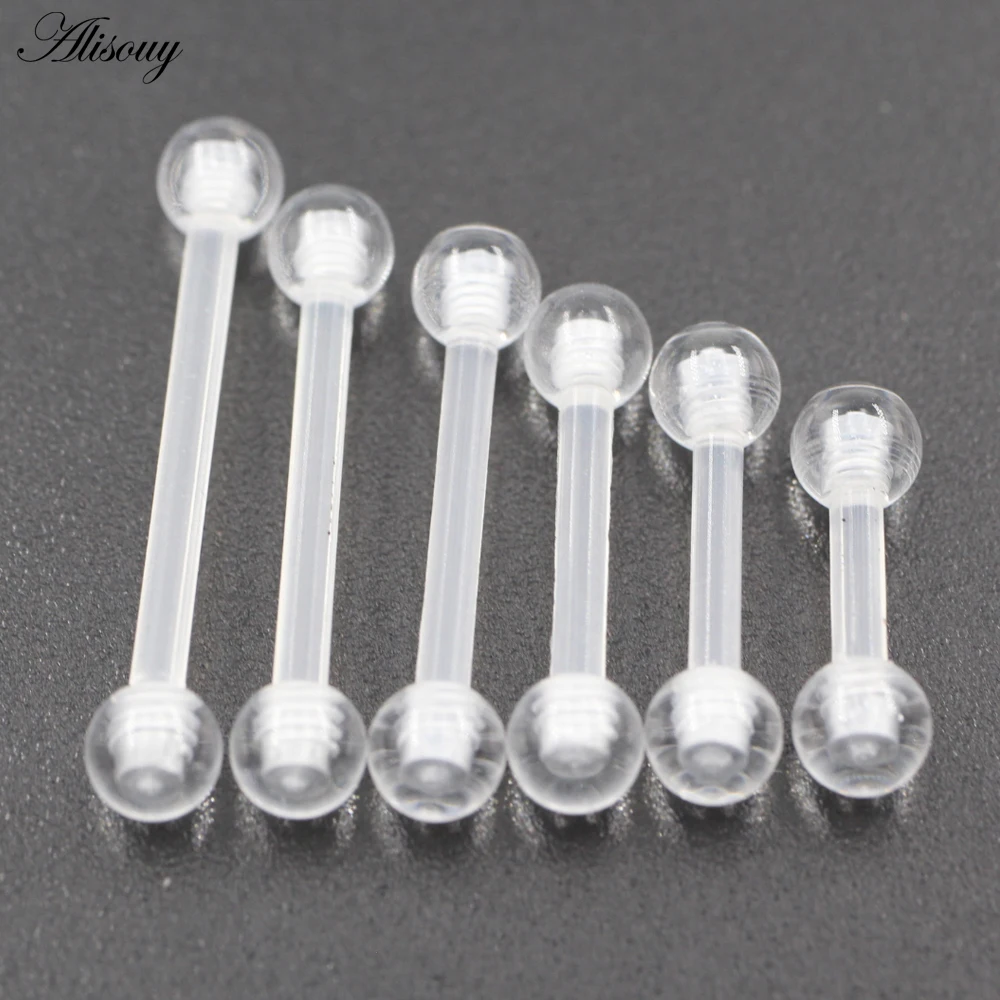 2PCS Transparent Acrylic UV Ball Dumbbell Piercing Long Industrial Barbell Tongue Nipple Ring Ear Tragus Helix Stud Body Jewelry