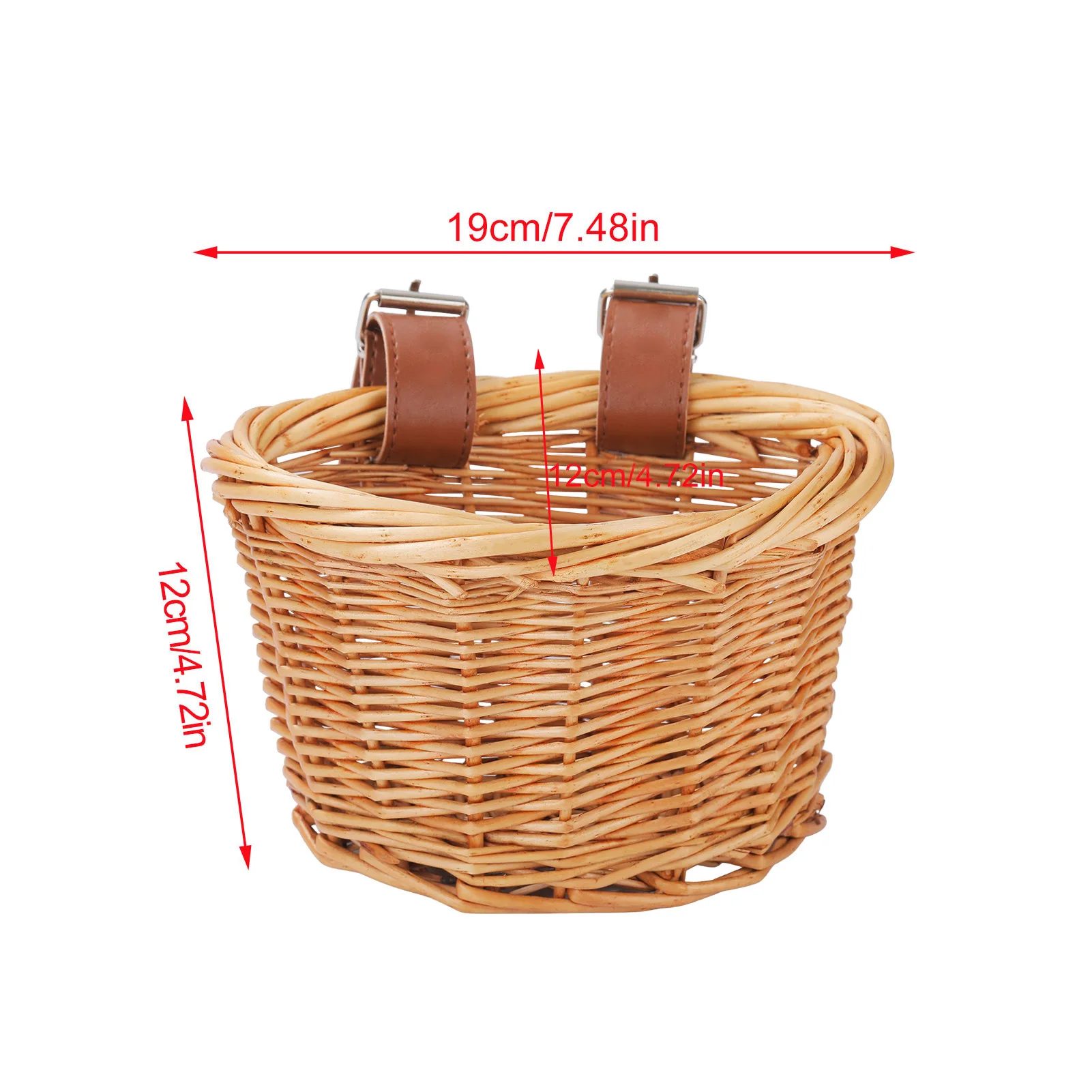 Bicycle Front Wicker Woven Basket for Kids Bike Scooter Handmade Waterproof Durable Storage Basket Detachable Baggage Bags