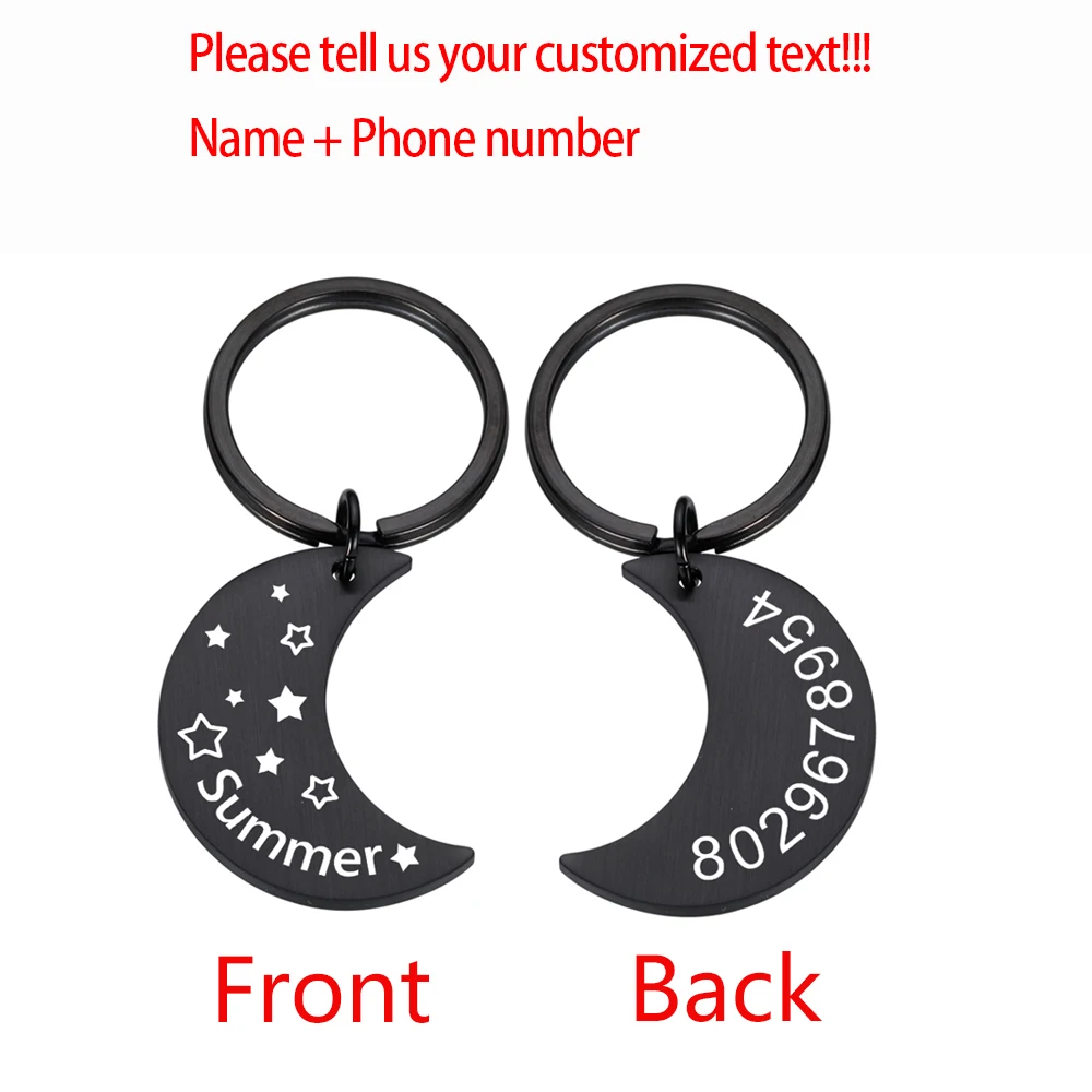 Personalized dog ID tag Customized Name Phone number Original Keychain Moon Shape cat dog puppy collar pet accessory 2023