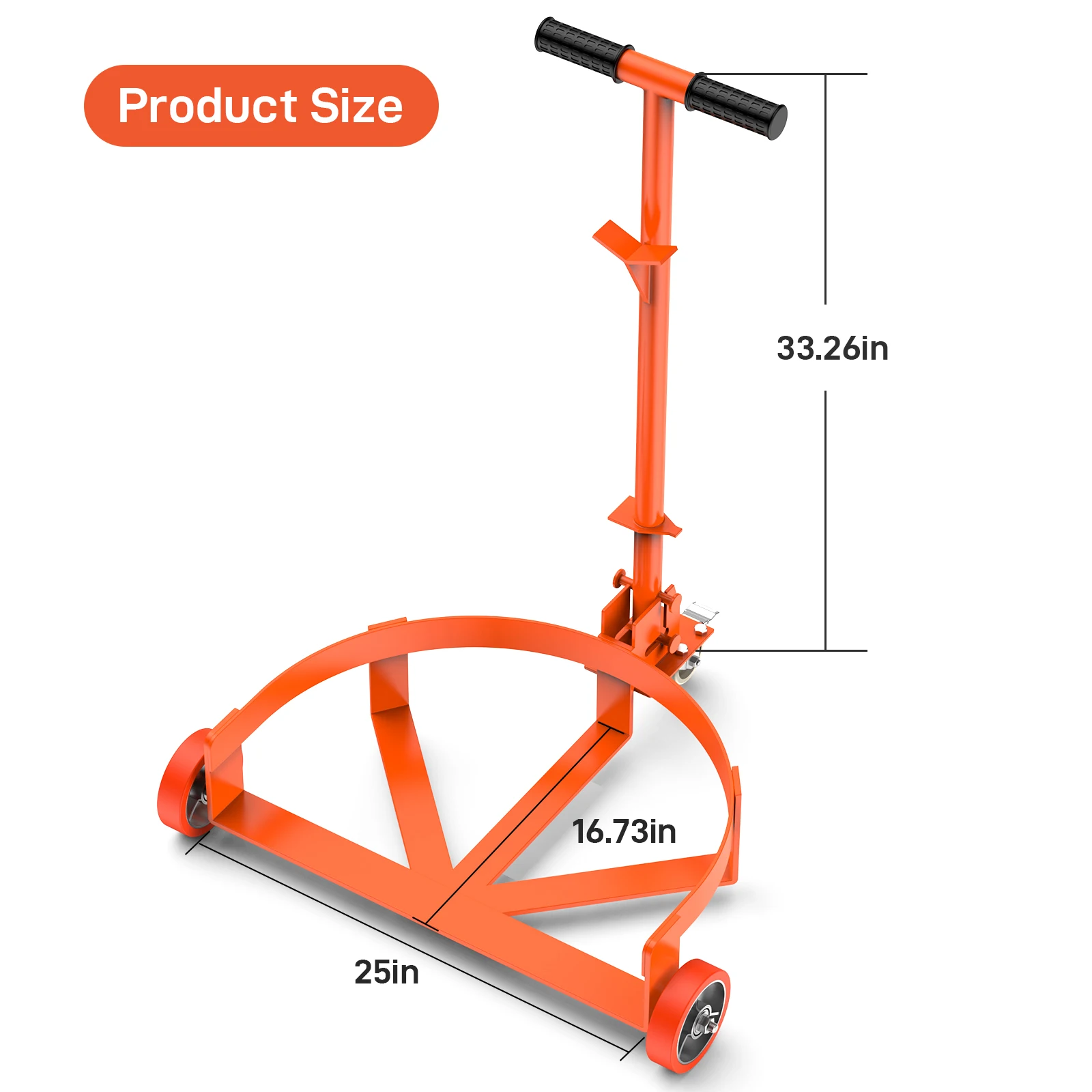 1000 LBS Heavy Duty Drum Dolly,55 Gallon Barrel Dolly With 3 Poly-on-Steel Wheels With Brake, Trash Can Dolly With Handle