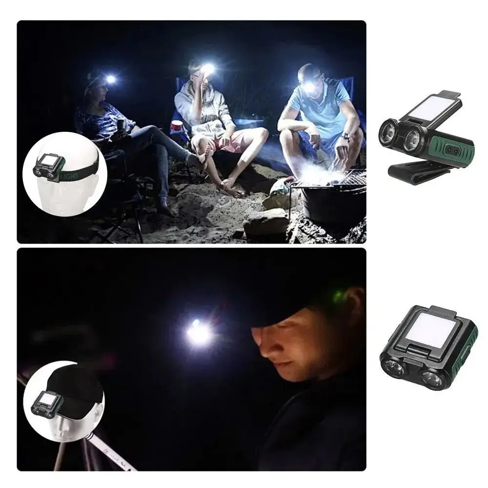 Portable USB Rechargeable Induction Headlamp Search Light Waterproof Cap Clip Light LED 1200Mah Sensor Headlamp Camping