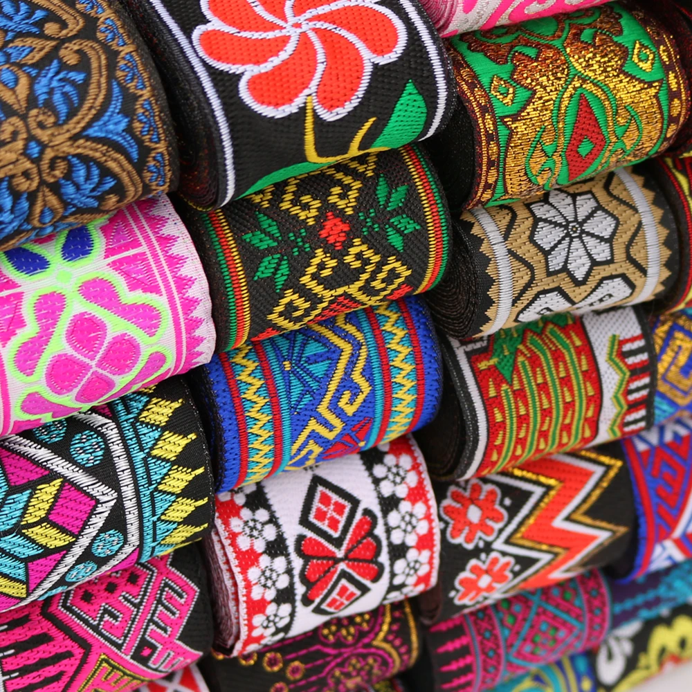 2 Inch 50MM 7 Meters Vintage Ethnic Embroidery Ribbon Boho Lace Trim DIY Clothes Bag Accessories Embroidered Fabric