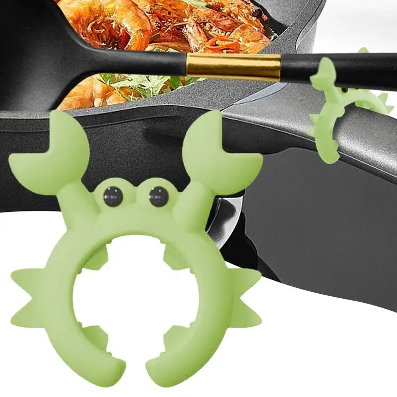 Pot Spoon Holder Cute Silicone Utensil Rest In Crab Shape Countertop Ladle Holder Anti-Overflow Stove Top Spatula Holder Kitchen