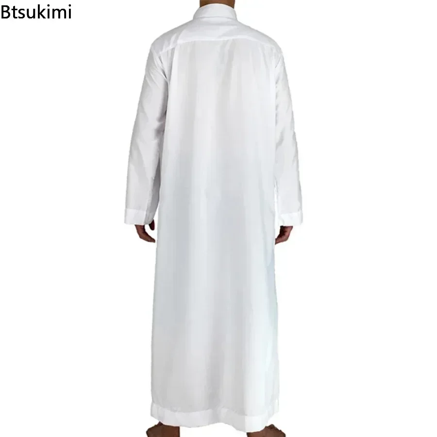 2024 Islamic Clothing Men Jubba Thobe Muslim Long Sleeve Loose Man Saudi Arabia Pakistan Kurta  Muslim Costumes Tunic Men Abaya