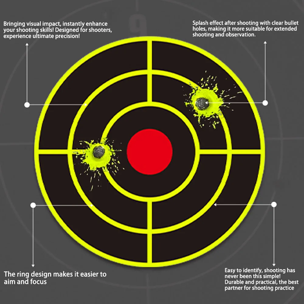 100 sheets Splash target stickers, 4-inch shooting target paper, easy to identify, helpful for shooting practice