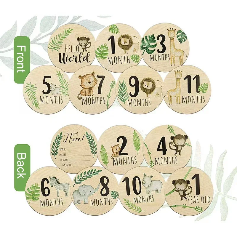7 Uds. Accesorios de fotografía recién nacido, tarjeta de hito mensual de madera, regalo para Baby Shower para niños y niñas, tarjetas de anuncio de crecimiento de embarazo