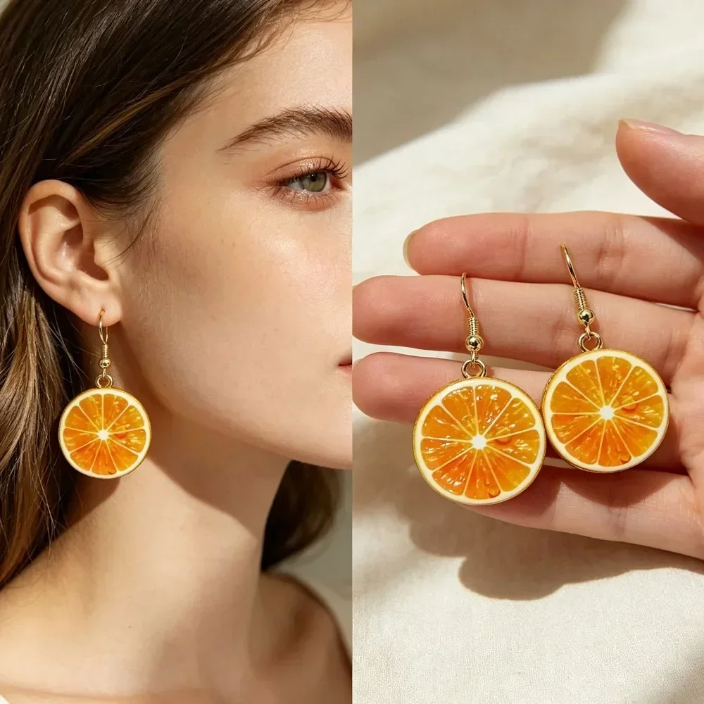 Women Girls Cute Fruit Acrylic Drop Earrings Watermelon Tomato Kiwi Orange Dangle Earrings Daily Wear Party Gift