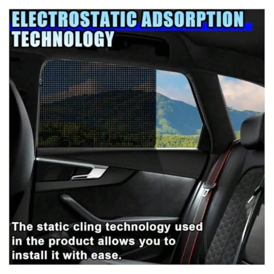 

4PCS Car Side Window Shade Film With Electrostatic Adsorption UV Block Privacy Heat Glare Protection