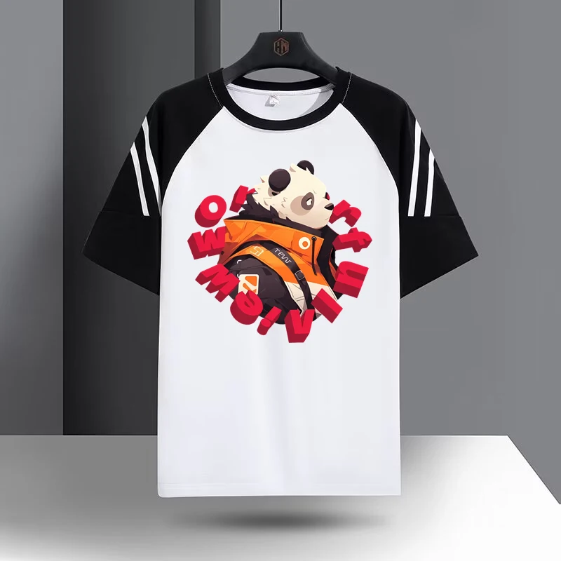 

Cartoon Panda T-Shirts High Quality Print Couple Tees Summer Harajuku for Men/Women Short Sleeve Color Blocking T-shirt 2024