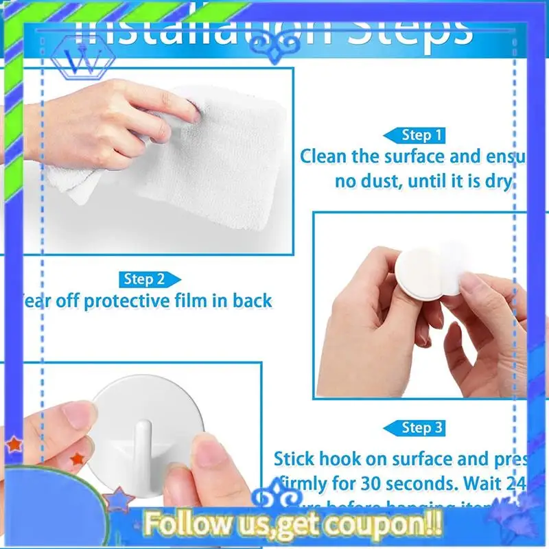 

A55P-24 Pcs Plastic Hooks Self Adhesive, Sticky Hooks Removable Wall Hooks,Stick On Hooks For Hanging Coat Cloth Towel