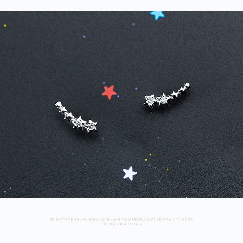 

MODIAN 925 Sterling Silver Fashion Shinning Star Zircon Stud Earrings For Women Daily OL Fine Jewelry Accessories