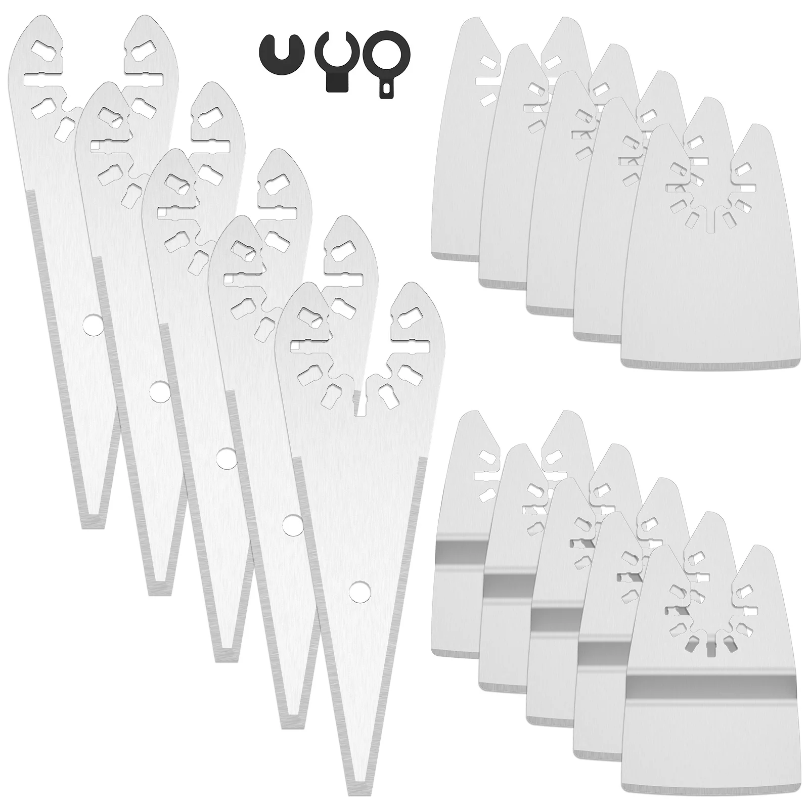 15Pcs Oscillating Tool Scraper Blades Kit Stainless Steel Multitool Scraper Blades Multipurpose Flexible&Rigid Cutting For Wood