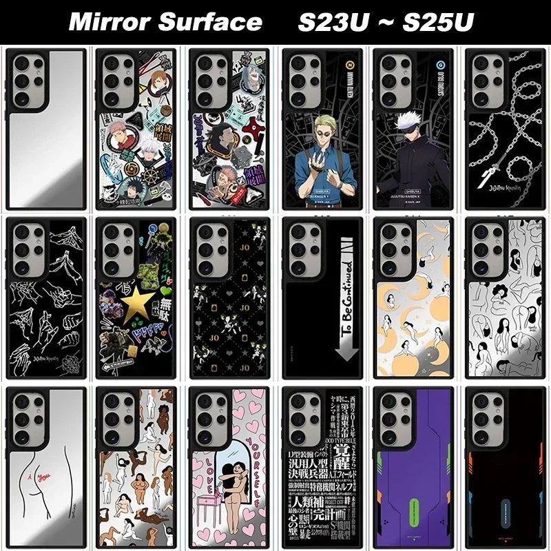 

Mirror Surface S23U ~ S25U Black Border Magnetic Case for Samsung Galaxy S23 S24 S25 Ultra S25 Plus Cover Case