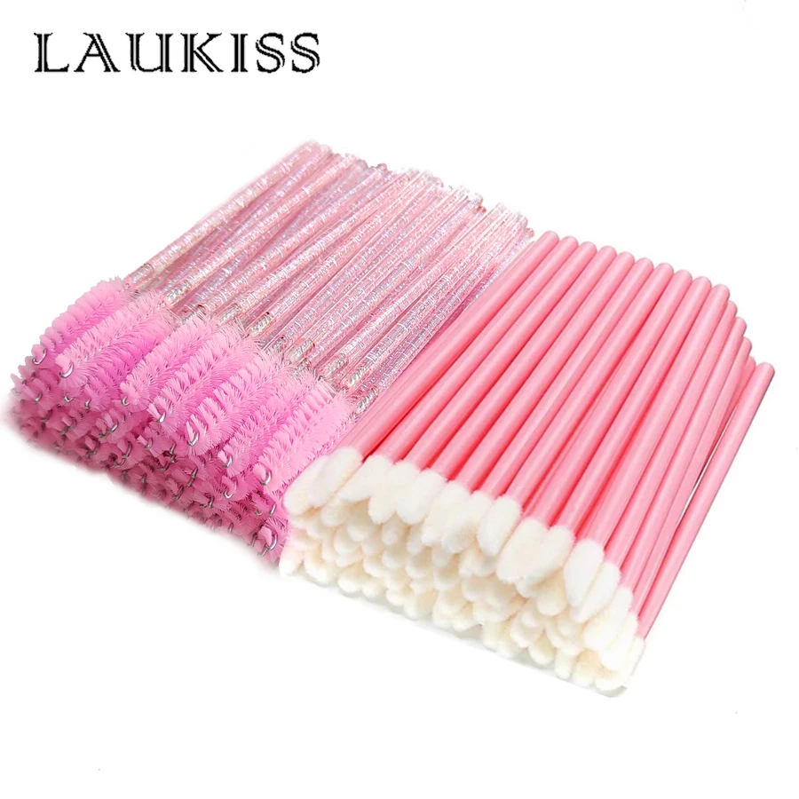 50/100/500pcs Eyebrow Eyelash Brushes Eyelash Spoolies Mascara Wands Applicator for Eyelash Extension Makeup Tool LAUKISS