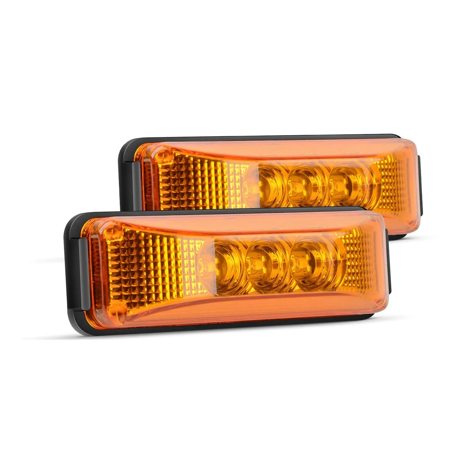 2 Pcs 3.9 Inch 3 Truck Trailer Front Rear Led Side Marker Light Indicator Lamp Rock Light for Trailer Boat-Amber